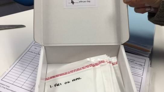 The Medication Event Reminder-Monitor (MERM) box has a built-in alarm that rings at patients’ chosen time each day to remind them to take their medication.